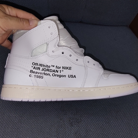 Off-White White High-Top Sneaker with Orange and Blue Accents - Picture 4 of 4